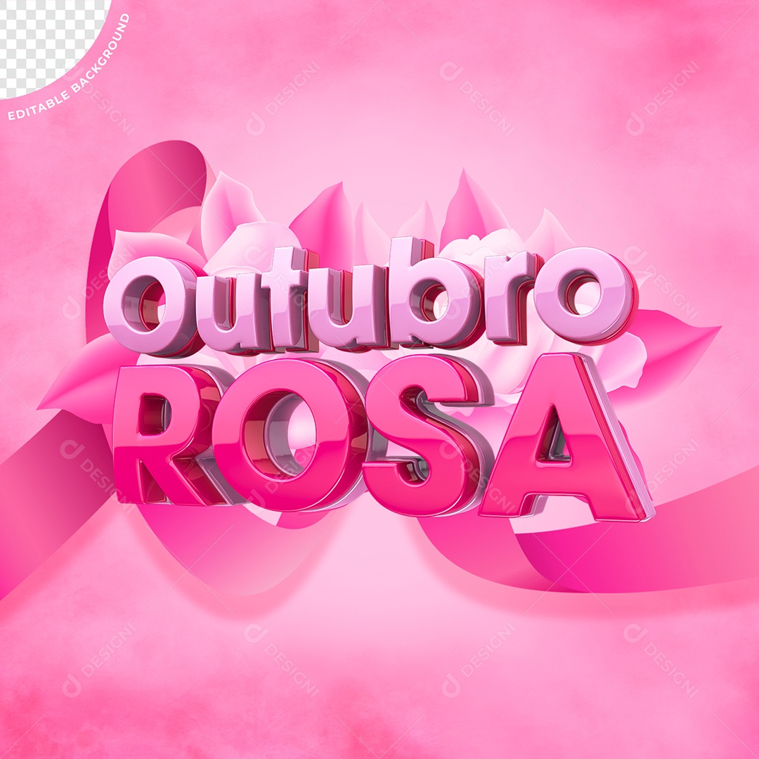 Texto 3D Outubro Rosa Para Composição PSD