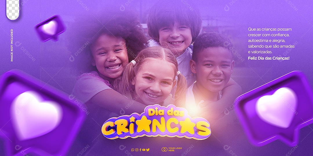 Banner Dia das Crianças 12 de Outubro Possam Crescer com Confiança Autoestima e Alegria Social Media PSD Editável