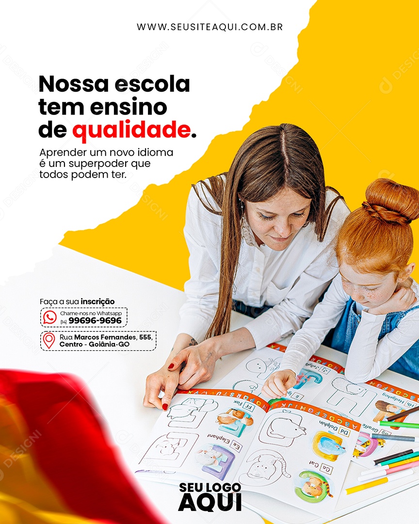 Escola De Idiomas nossa Escola tem Ensino de Qualidade Social Media PSD Editável