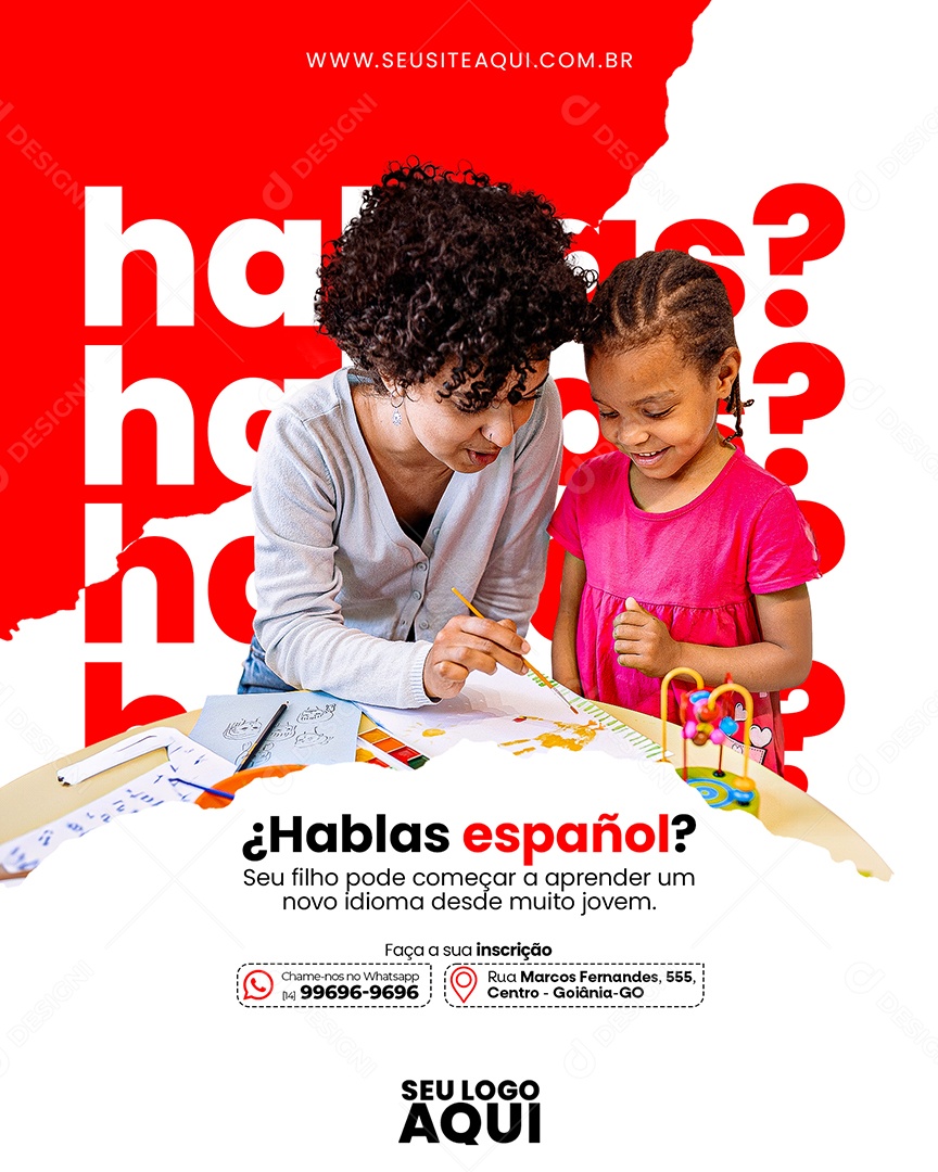 Escola De Idiomas Hablas Español Social Media PSD Editável