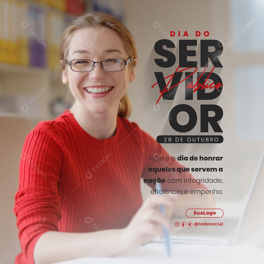 Dia Do Servidor Público 28 de Outubro Social Media PSD Editável