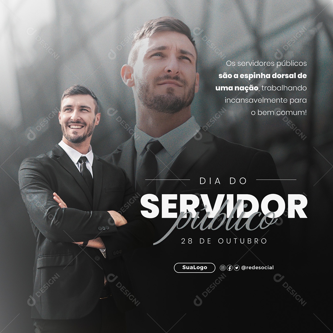 Social Media Trabalhando Incansavelmente Dia Do Servidor Público PSD Editável