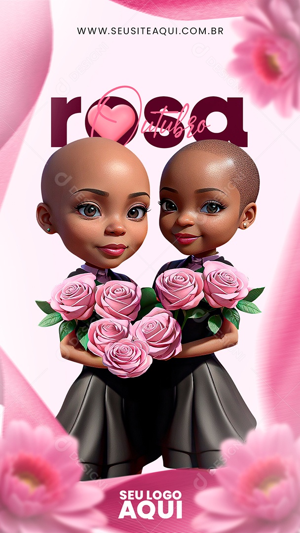 Story Outubro Rosa Mês de Conscientização ao Câncer de Mama Social Media PSD Editável