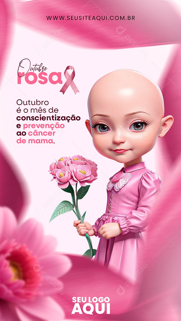 Story Outubro Rosa é o Mês de Conscientização e Prevenção ao Câncer de Mama Social Media PSD Editável