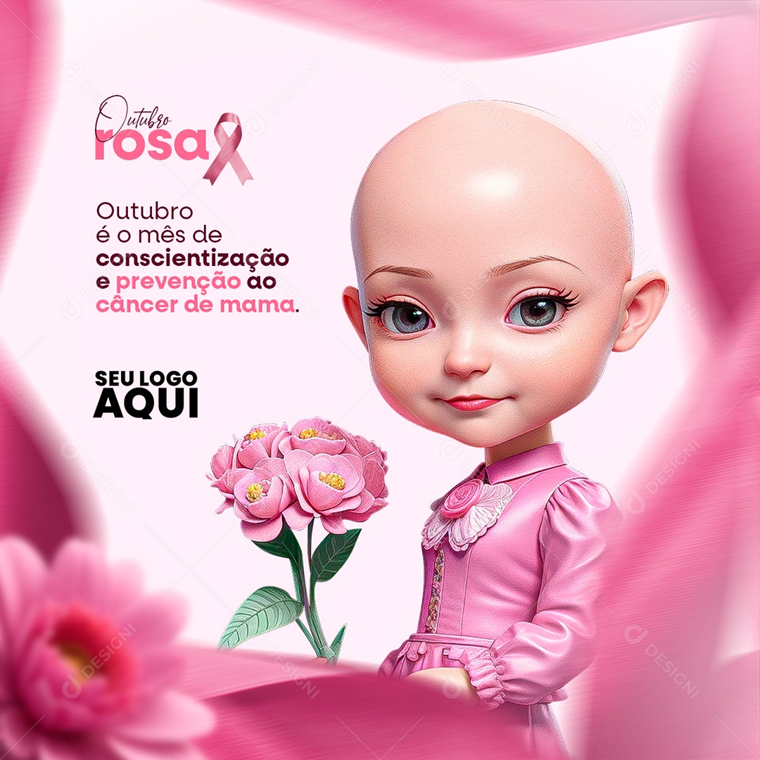 Outubro Rosa é o Mês de Conscientização e Prevenção ao Câncer de Mama Social Media PSD Editável