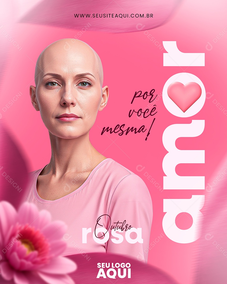 Social Media Outubro Rosa Por Você Mesma Mês de Prevenção Contra o Câncer de Mama PSD Editável