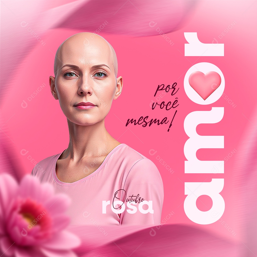Outubro Rosa Por Você Mesma Mês de Prevenção Contra o Câncer de Mama Social Media PSD Editável
