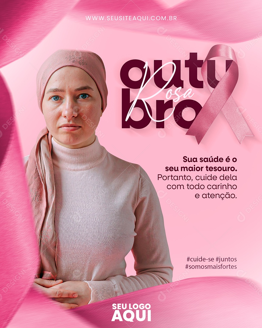 Social Media Outubro Rosa Sua Saúde é o seu Maior Tesouro Mês de Prevenção Contra o Câncer de Mama PSD Editável