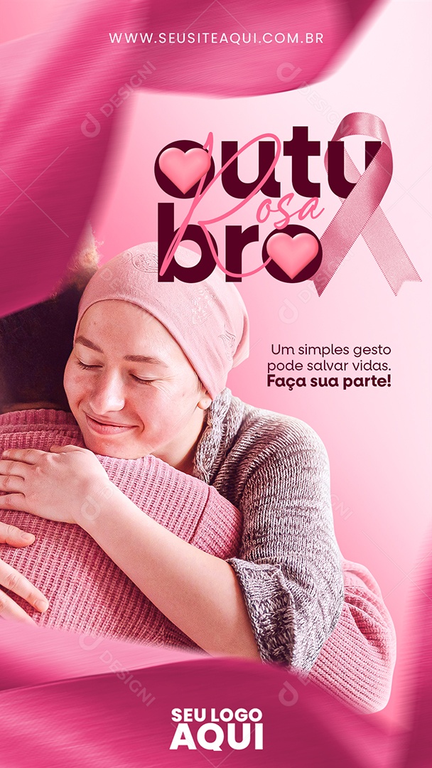 Story Outubro Rosa Mês de Prevenção Contra o Câncer de Mama Um Simples Gesto pode Salvar Vidas Social Media PSD Editável