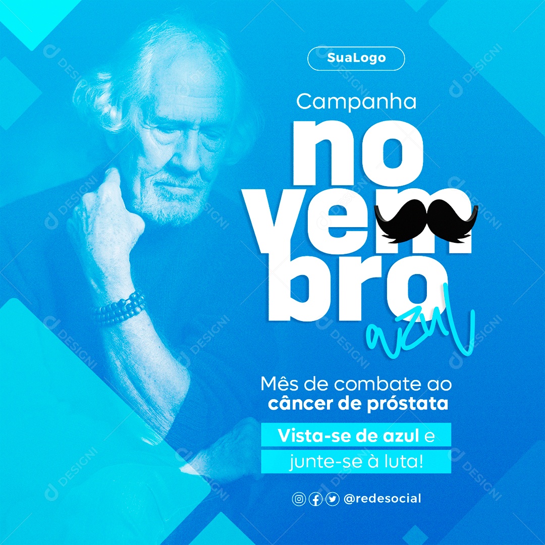 Novembro Azul  Vista-se de Azul e Junta-se a Luta Social Media PSD Editável