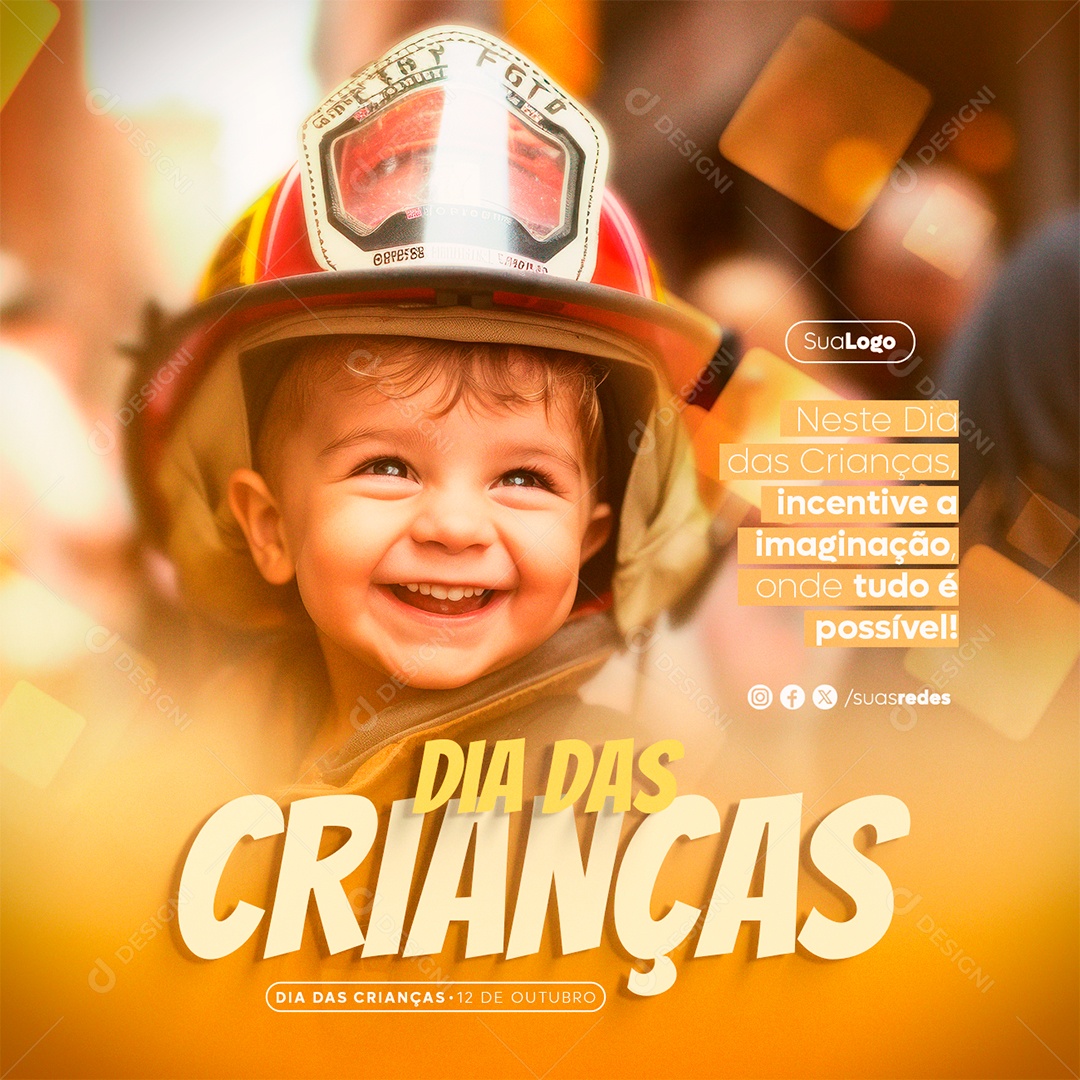 Dia das Crianças 12 de Outubro Incentive a Imaginação Onde tudo é Possível Social Media PSD Editável
