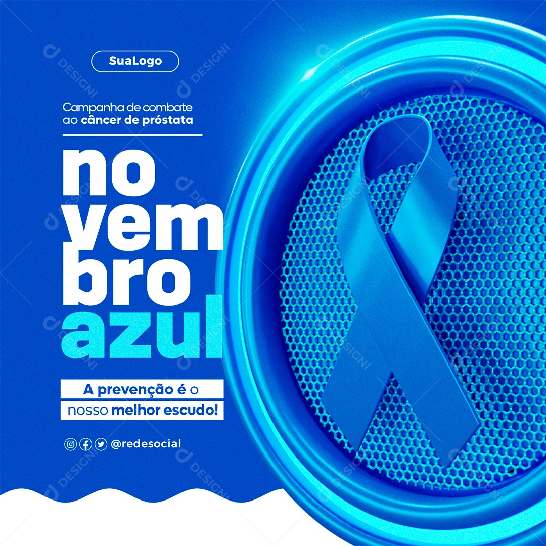 Novembro Azul Campanha de Combate ao Câncer a Prevenção é o nosso Melhor Escudo Social Media PSD Editável