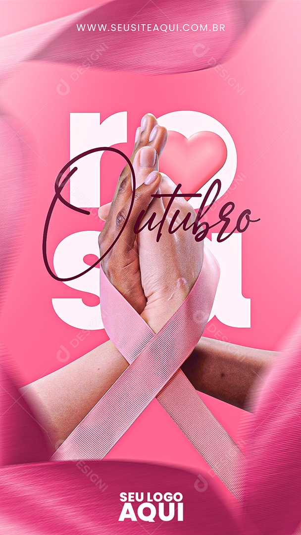 Story Outubro Rosa Mês de Prevenção Contra o Câncer de Mama Social Media PSD Editável