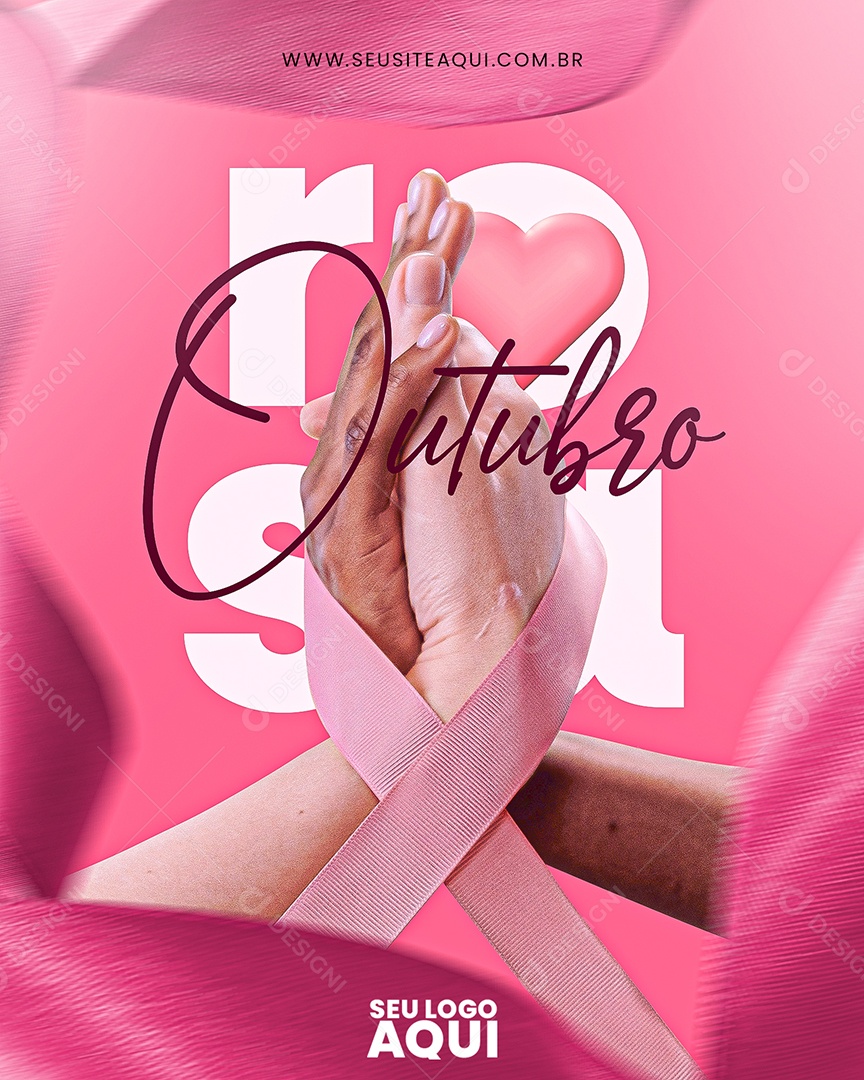 Social Media Outubro Rosa Mês de Prevenção Contra o Câncer de Mama PSD Editável