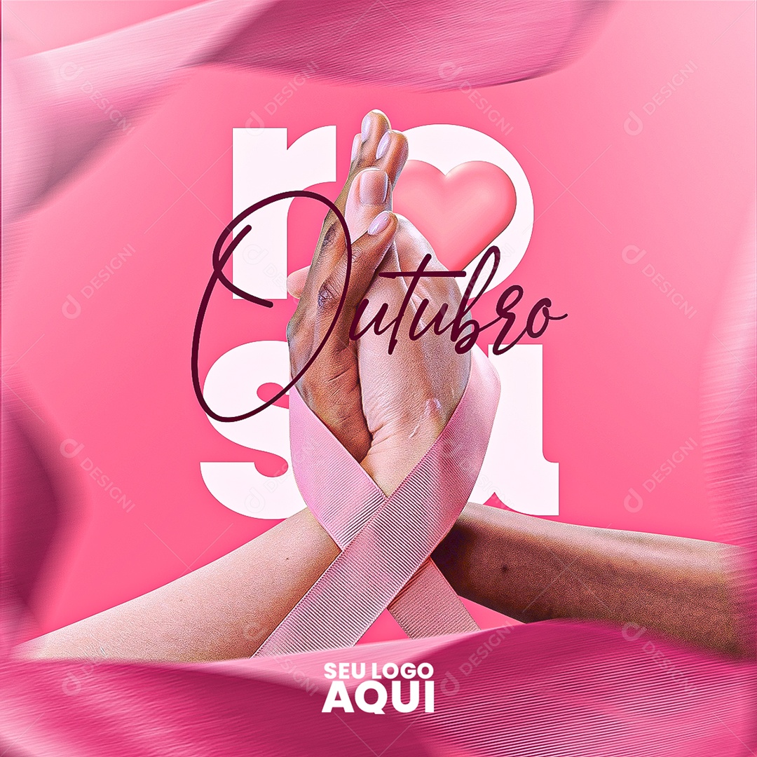 Outubro Rosa Mês de Prevenção Contra o Câncer de Mama Social Media PSD Editável