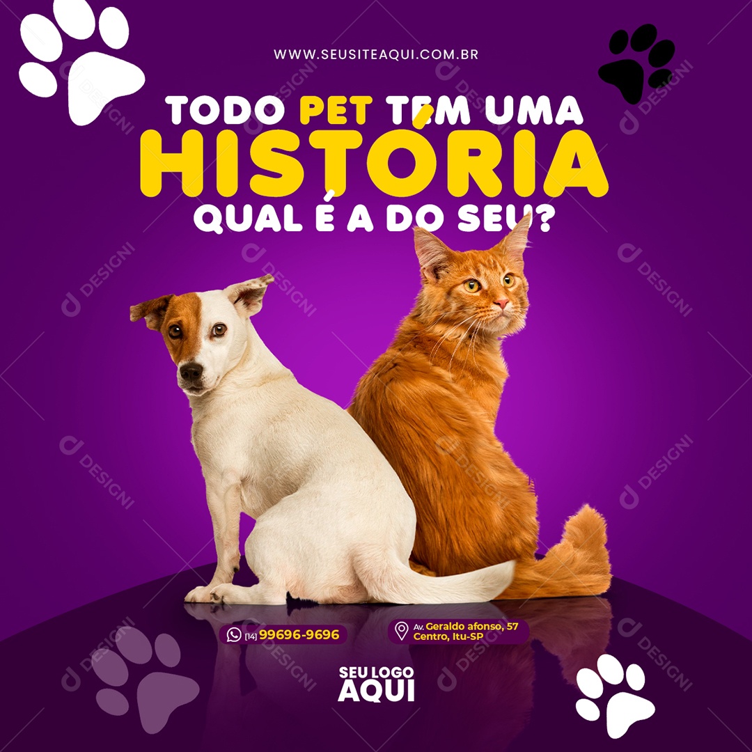 Pet Shop Todo Pet tem uma História Qual é a do Seu Social Media PSD Editável