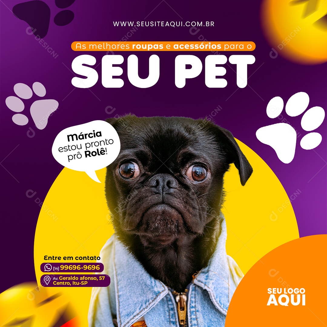 Pet Shop As Melhores Roupas e Acessórios para o seu Pet Social Media PSD Editável