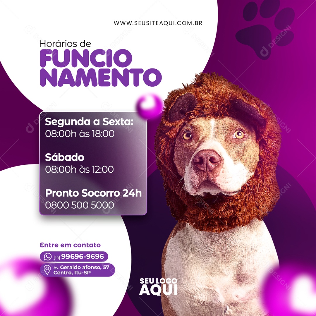 Pet Shop Horários de Funcionamento Social Media PSD Editável