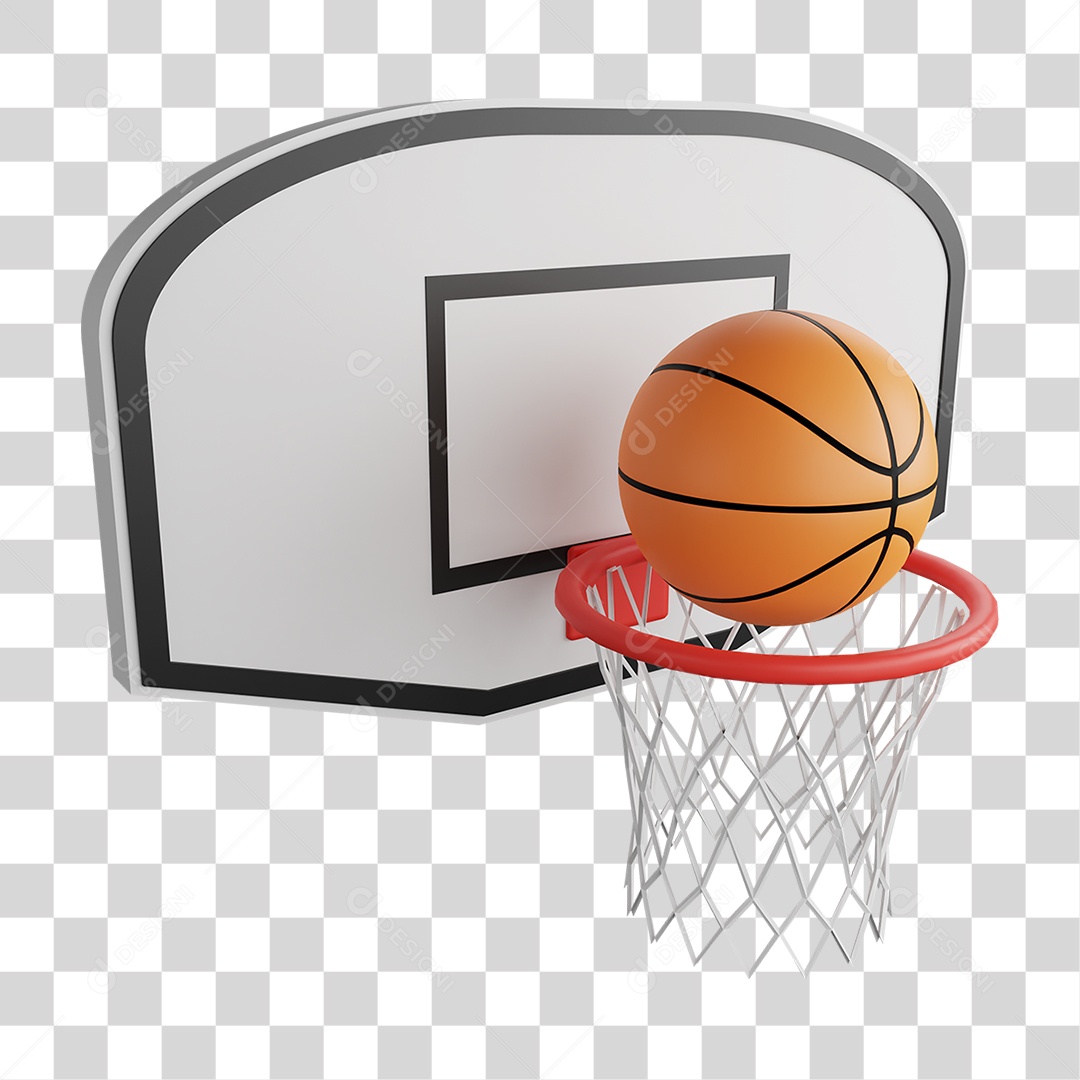 Cesta e Bola de Basketball PNG Transparente