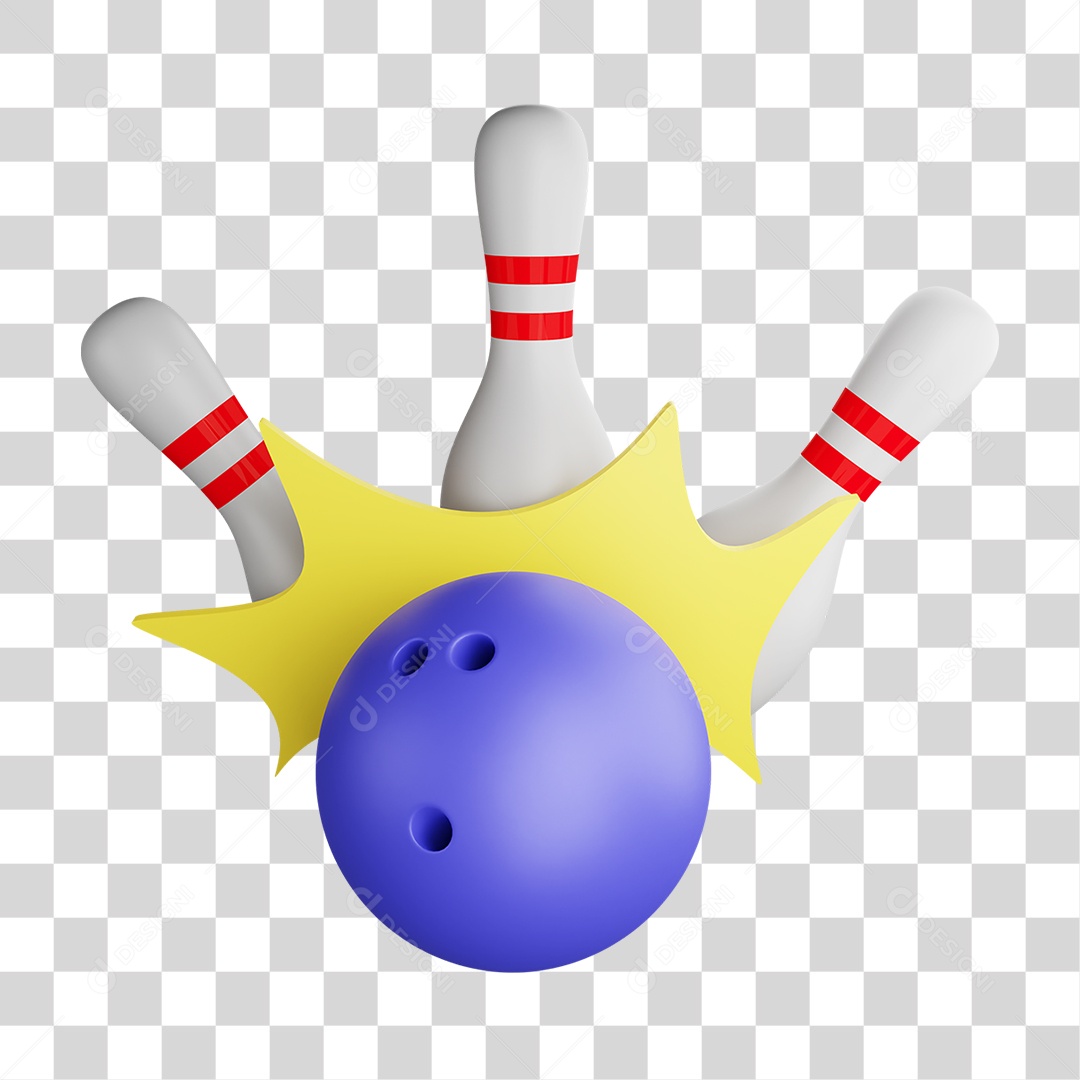 Pinos e Bola de Boliche PNG Transparente