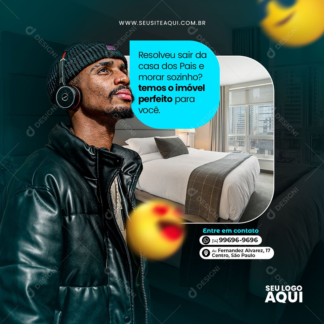 Imobiliária Resolveu sair da Casa dos Pais e Morar Sozinho Social Media PSD Editável