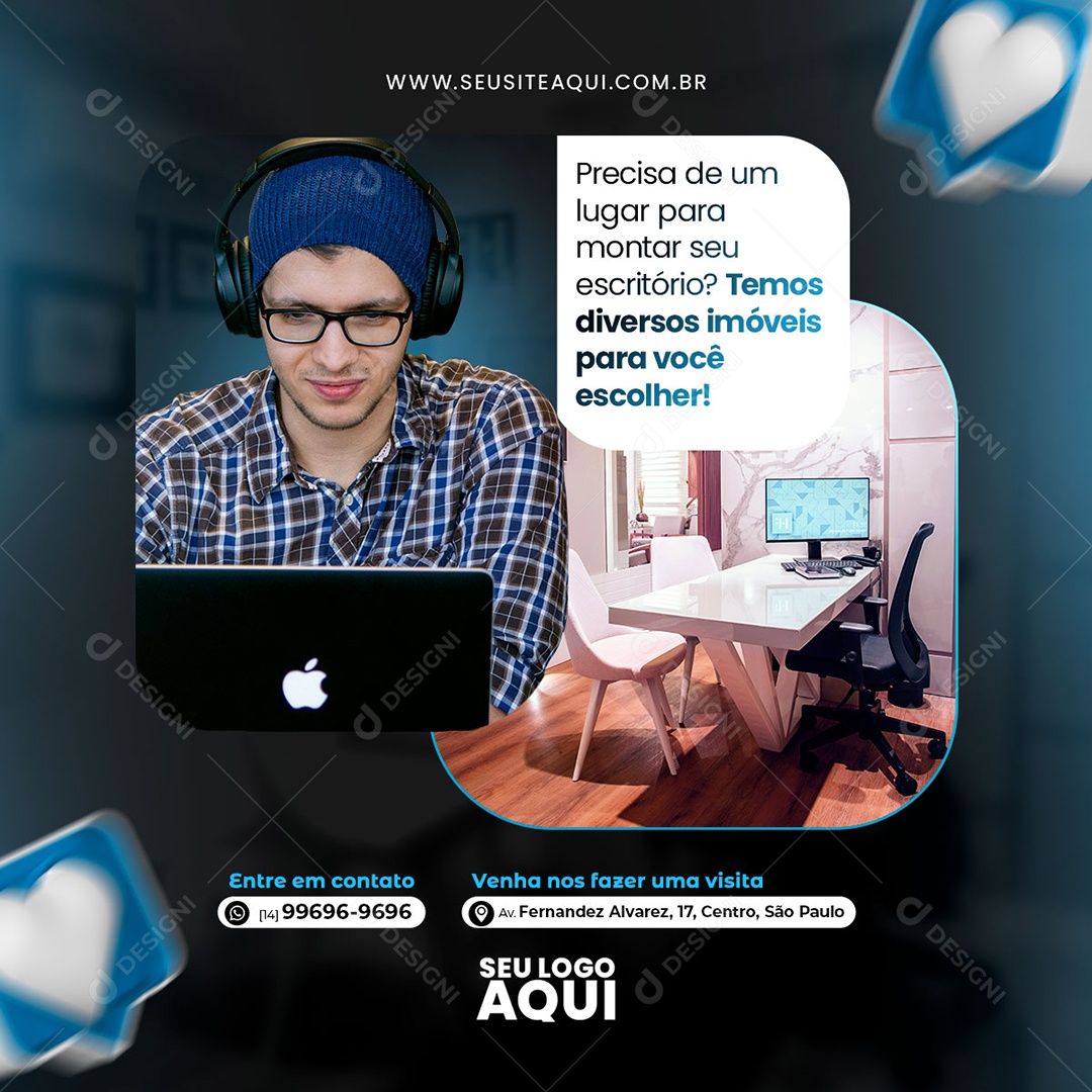 Imobiliária Precisa de um Lugar para Montar seu Escritório Social Media PSD Editável