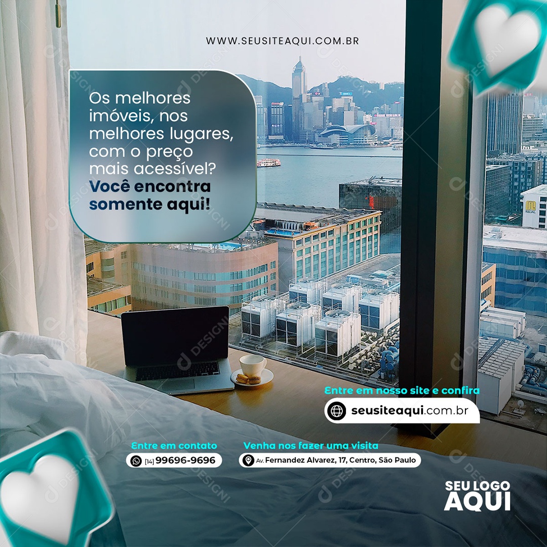 Imobiliária Os Melhores Imóveis nos Melhores Lugares Social Media PSD Editável