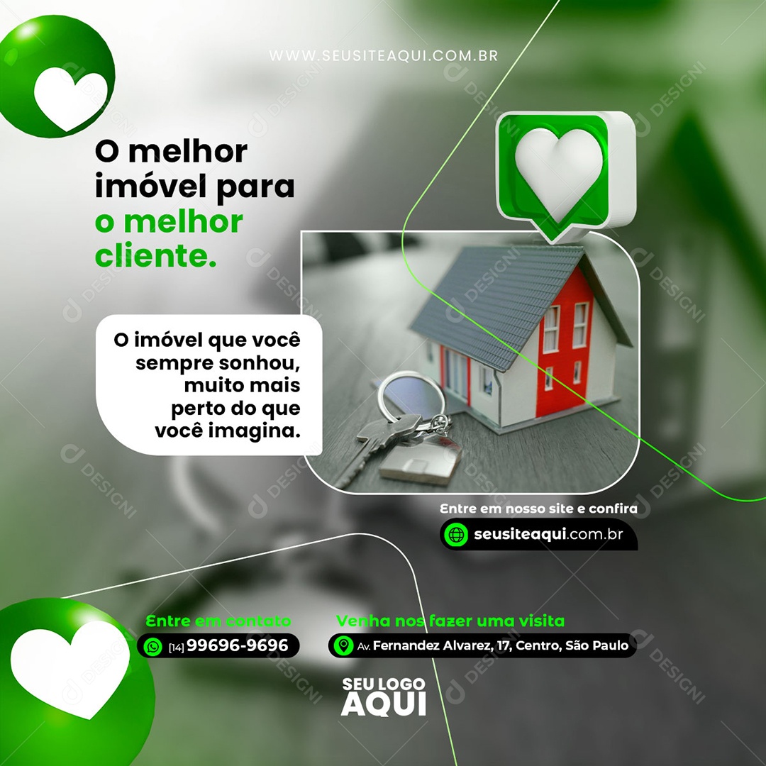 Imobiliária O Melhor Imóvel para o Melhor Cliente Social Media PSD Editável