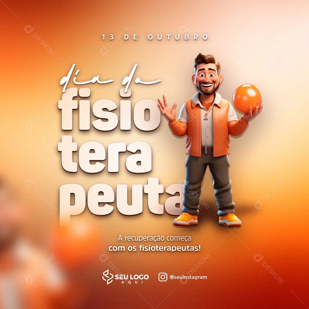 Dia Do Fisioterapeuta 13 De Outubro Recuperação Social Media PSD Editável