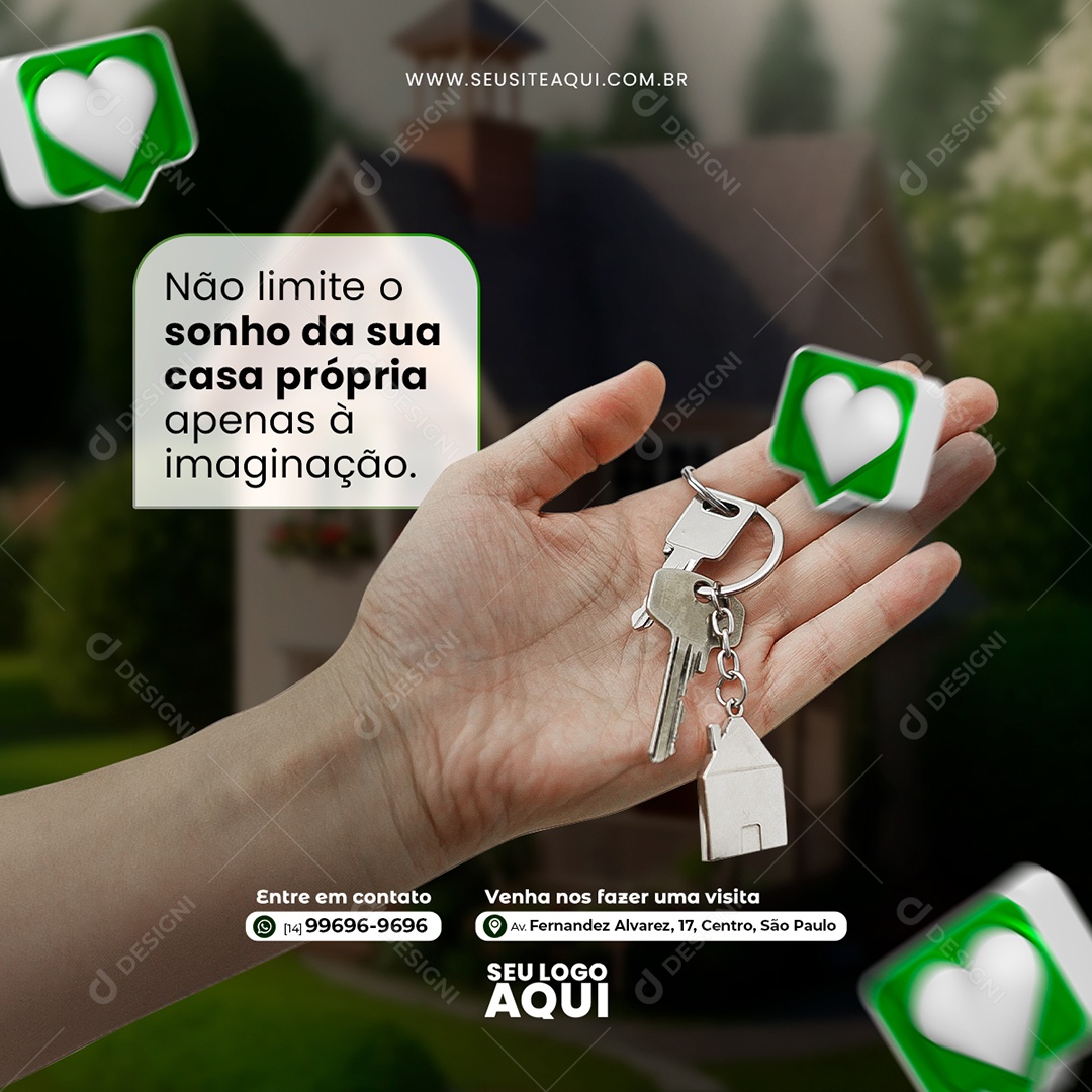 Imobiliária Não Limite o Sonho da sua Casa Própria Social Media PSD Editável