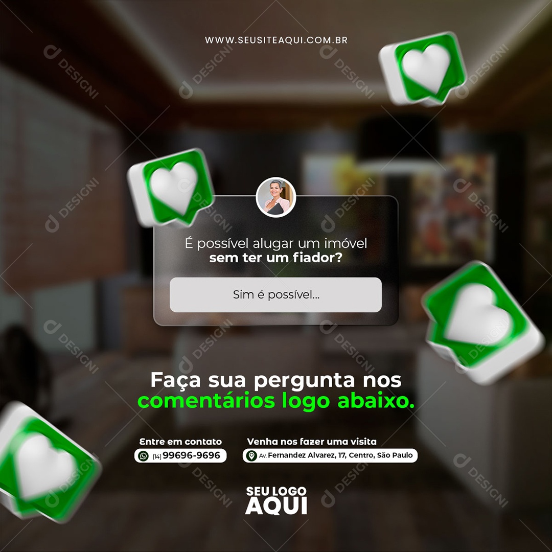 Imobiliária É Possível Alugar um Imóvel sem ter Fiador Social Media PSD Editável