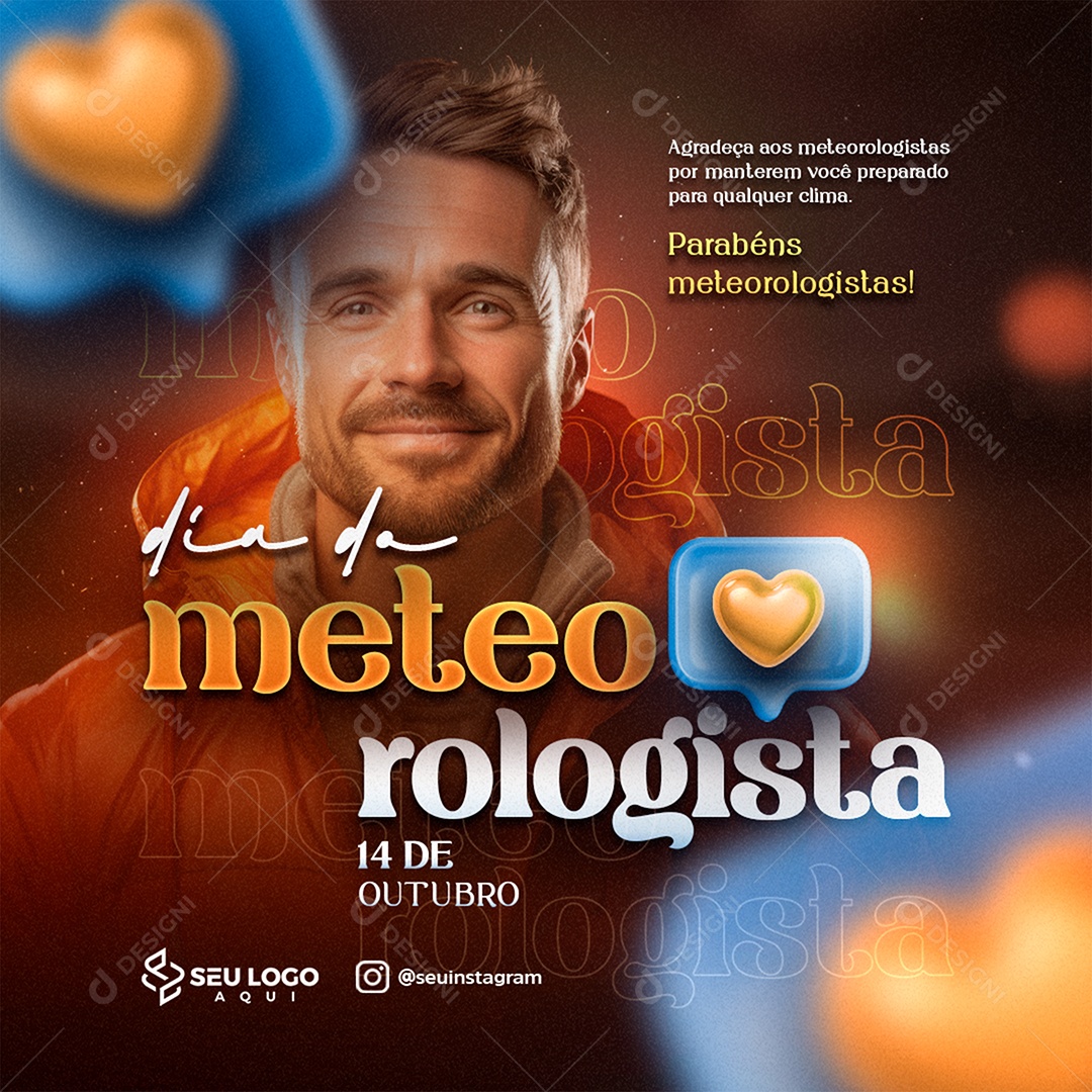 Social Media Dia Do Meteorologista 14 De Outubro PSD Editável