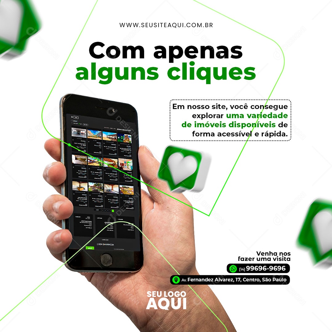 Imobiliária Com Apenas Alguns Cliques Social Media PSD Editável
