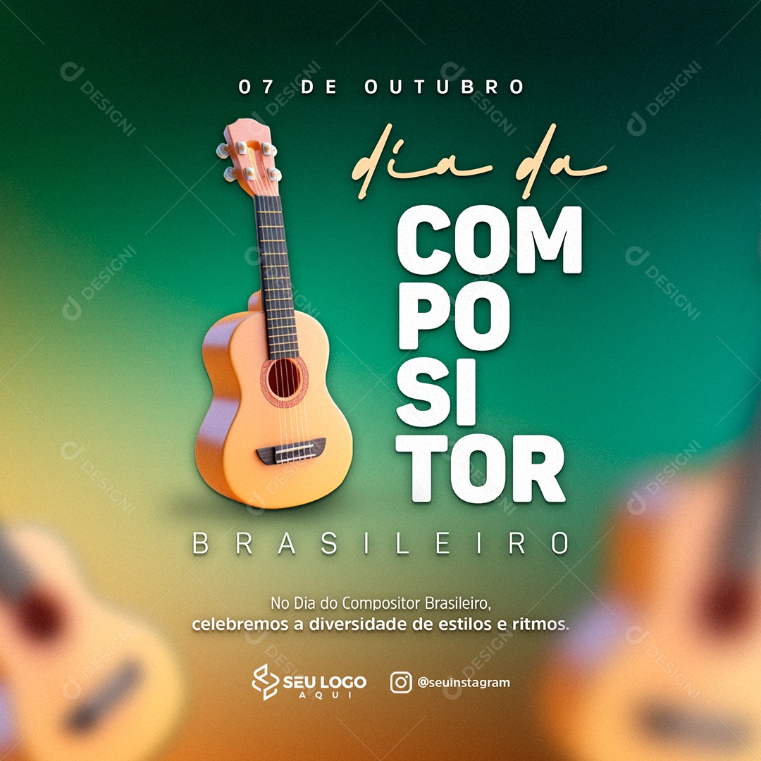 Dia Do Compositor Brasileiro 07 de Outubro Social Media PSD Editável