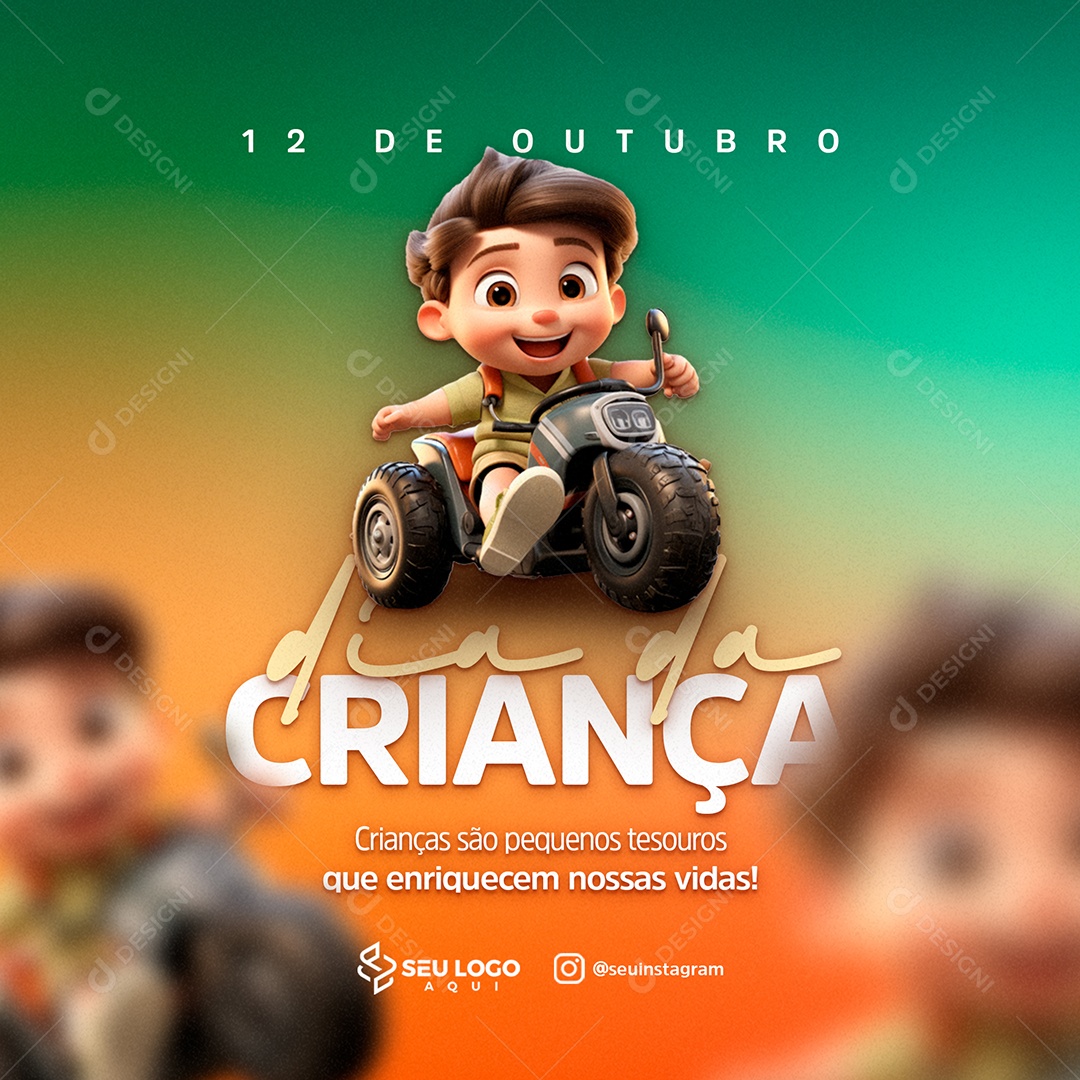 Social Media 12 De Outubro Pequenos Tesouros Dia Da Criança PSD Editável