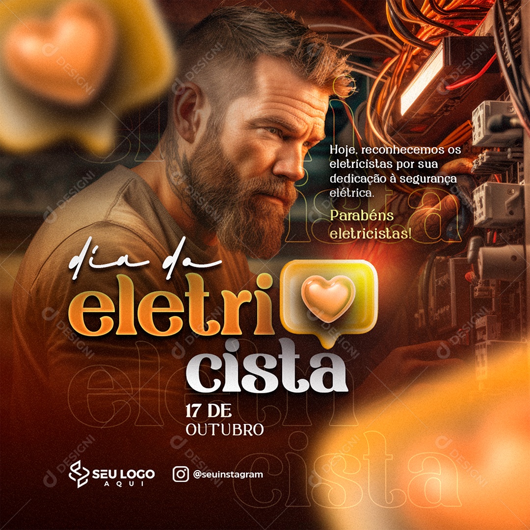 Social Media Dia Do Eletricista 17 De Outubro PSD Editável