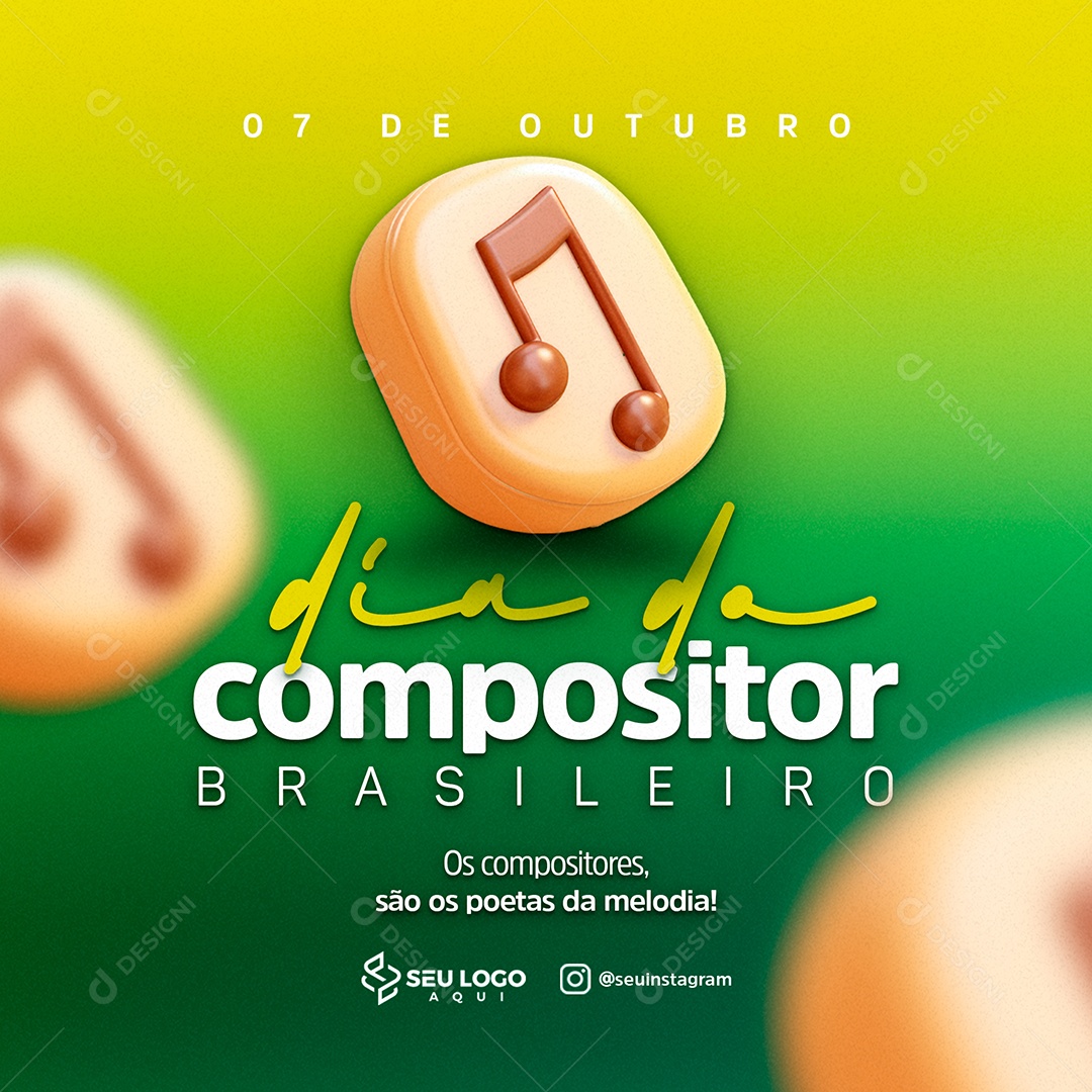 Social Media Dia Do Compositor Brasileiro 07 De Outubro PSD Editável