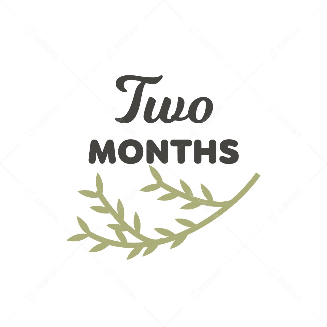 Dois Meses Lettering de Bebê Vetor EPS