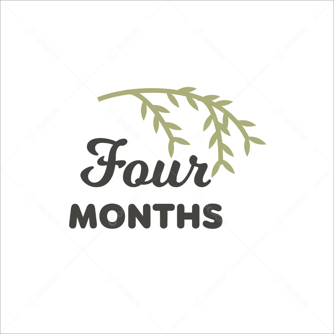 Quatro Meses Lettering de Bebê Vetor EPS