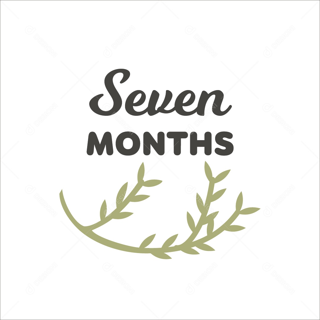 Sete Meses Lettering de Bebê Vetor EPS