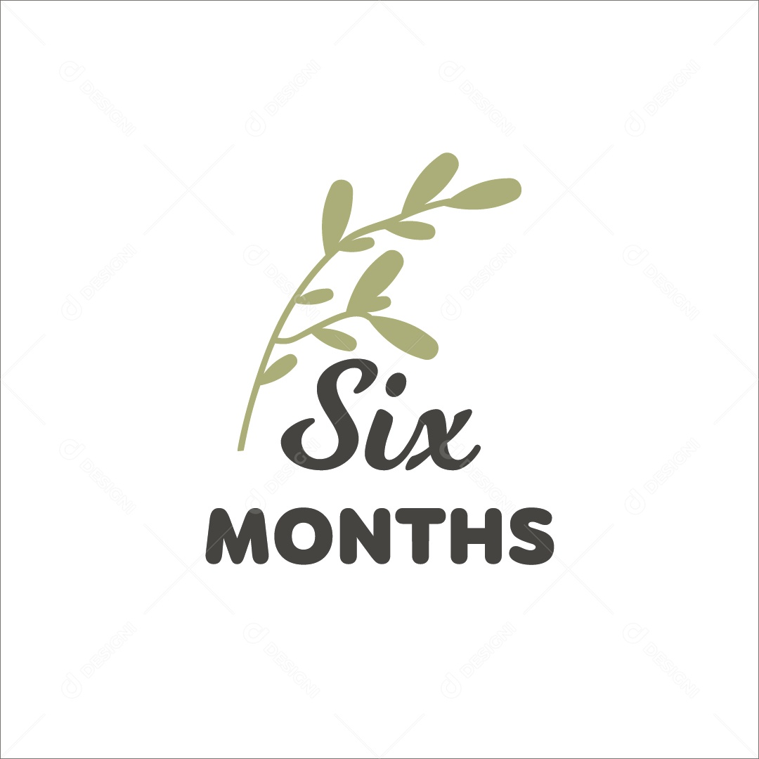 Seis Meses Lettering de Bebê Vetor EPS