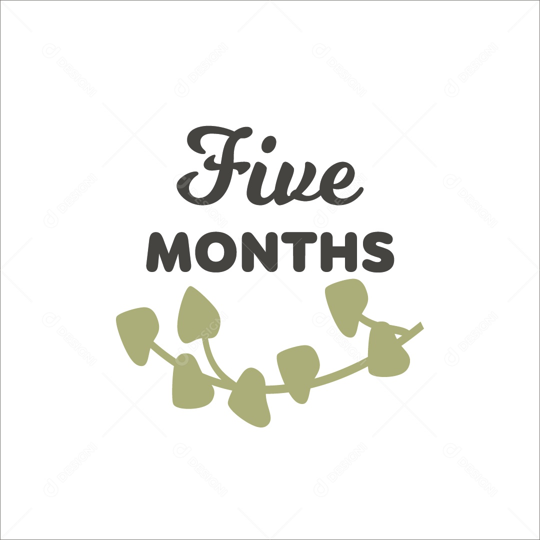 Cinco Meses Lettering de Bebê Vetor EPS