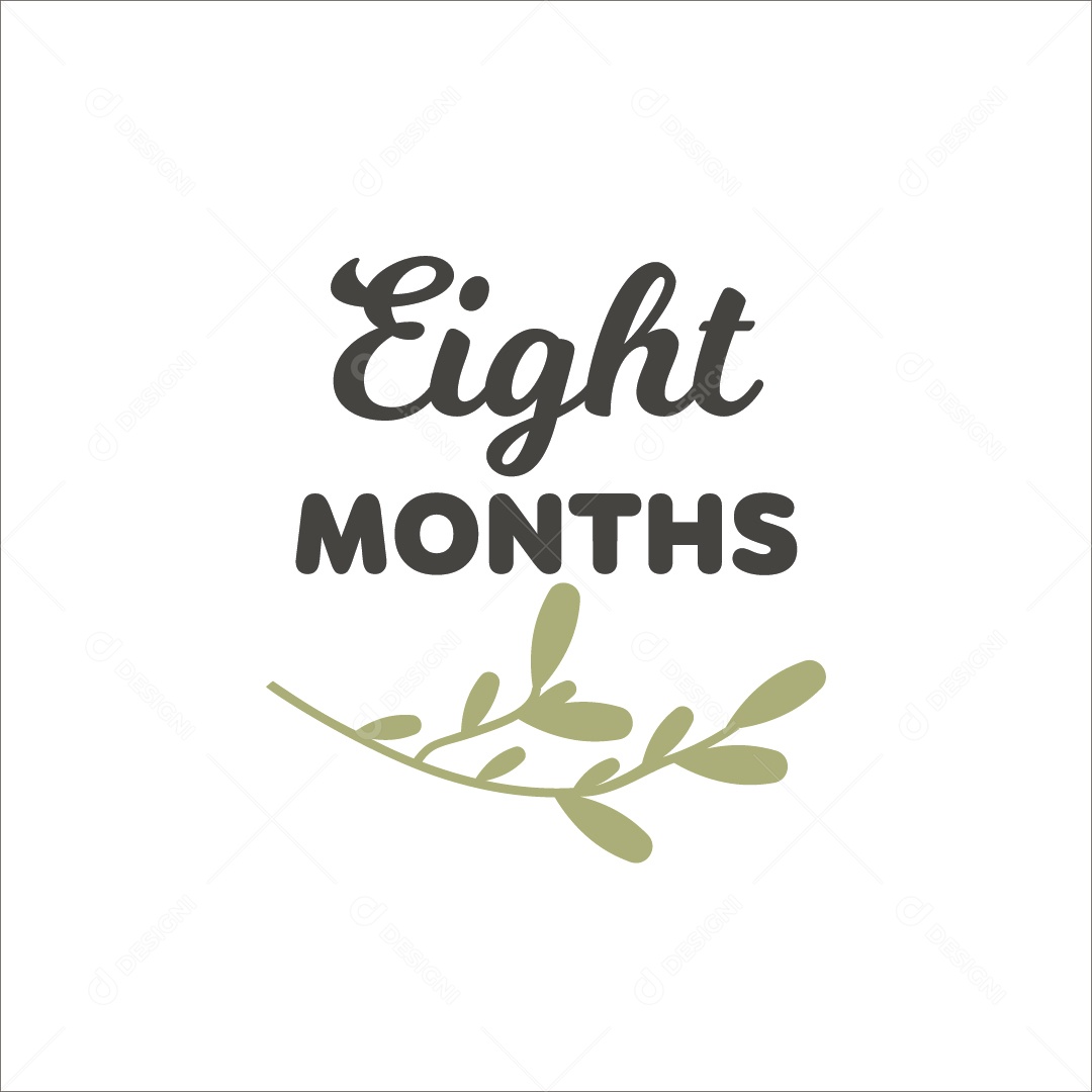 Oito Meses Lettering de Bebê Vetor EPS