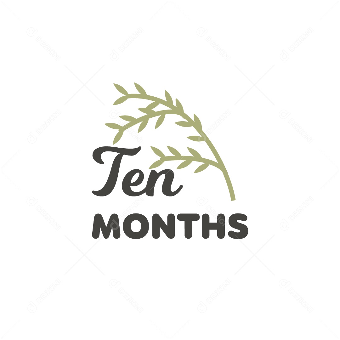 Dez Meses Lettering de Bebê Vetor EPS