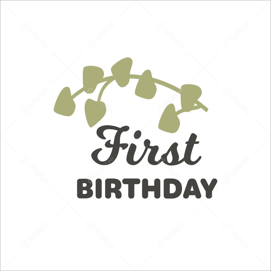 Primeiro Aniversário Lettering de Bebê Vetor EPS