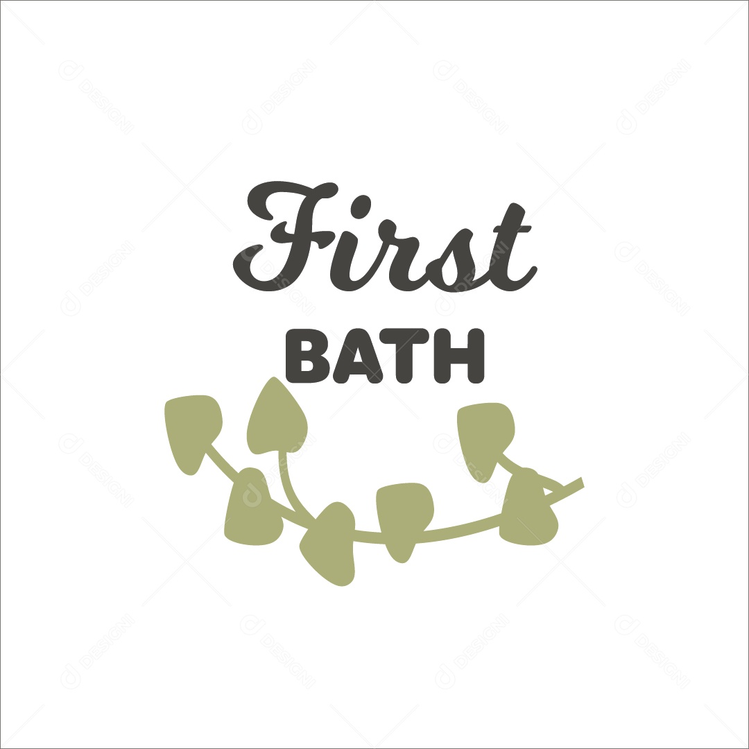 Primeiro Banho Lettering de Bebê Vetor EPS