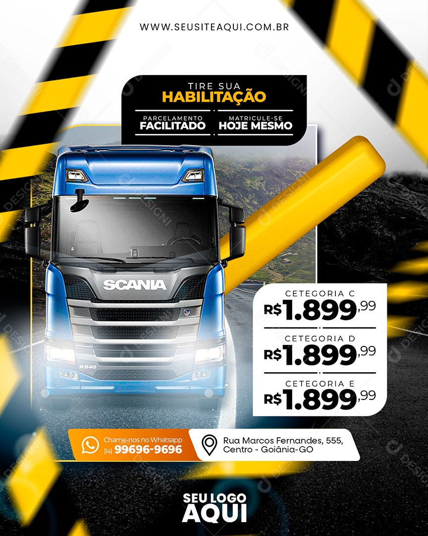 Auto Escola Tira sua Habilitação Social Media PSD Editável