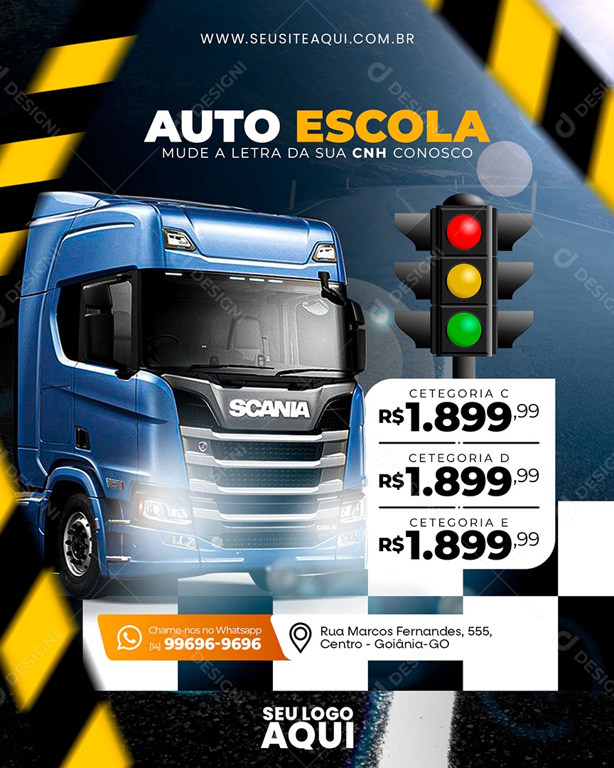 Auto Escola Mude a Letra da sua CNH Conosco Social Media PSD Editável