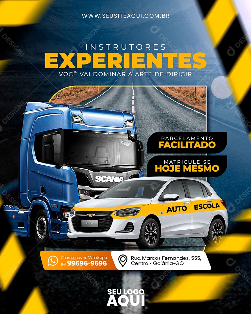 Auto Escola Instrutores Experientes Você vai Dominar a Arte de Dirigir Social Media PSD Editável