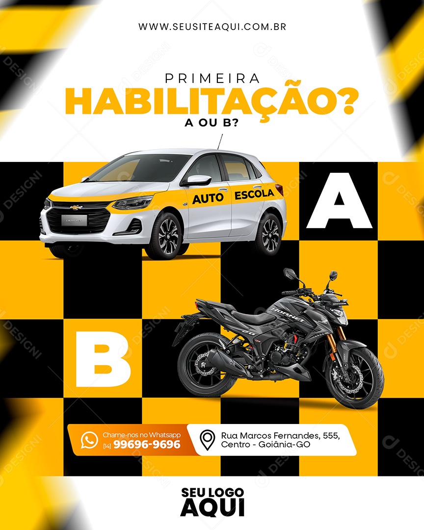 Auto Escola Primeira Habilitação A ou B Social Media PSD Editável